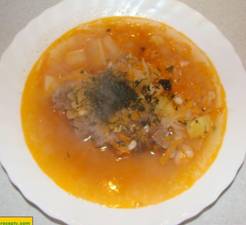 Мясной суп с фасолью