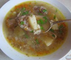 Мясной суп с гречкой