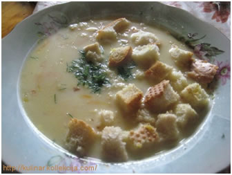 Сырный суп с сухариками рецепт