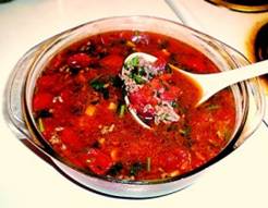 Китайский томатный суп с говядиной